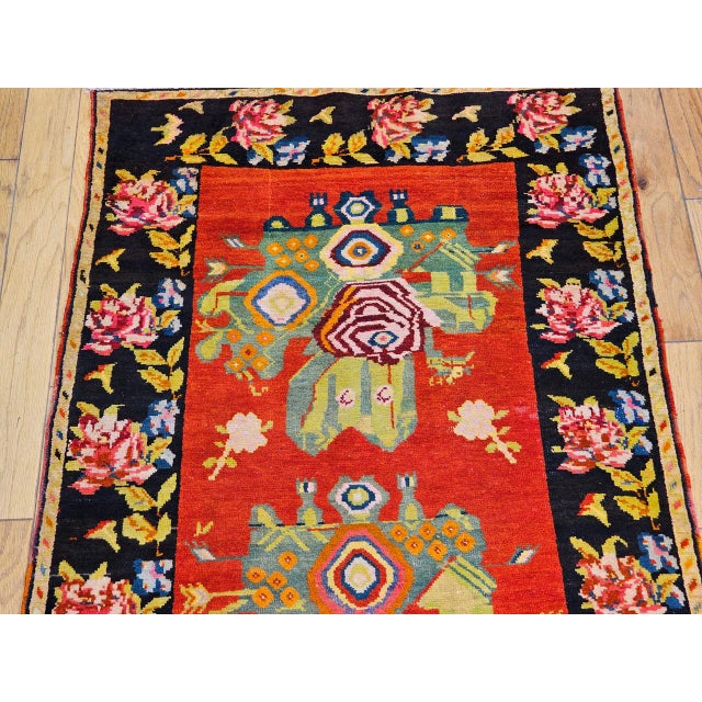 Vintage Caucasian Karabagh Rug, Hand-Knotted Gol Farang Floral Design, 5' x 7' For Sale - Image 10 of 15