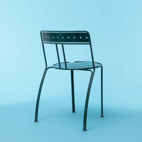 WILMOTTE Jean-Michel (1948-) Palais Royal chair, 1986 Dark green lacquered steel Good original condition, scratches from...