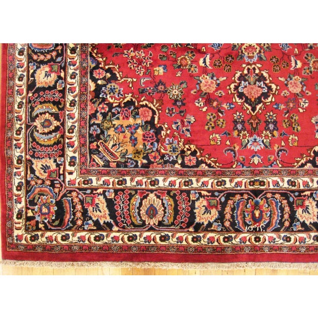 Persian Vintage Persian Meshed Oriental Rug, in Room size, w/ Central Medallion For Sale - Image 3 of 9