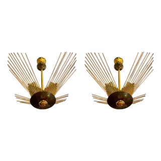 Glass Lights with Brass from Sciolari, Italy, 1980s, Set of 2 For Sale