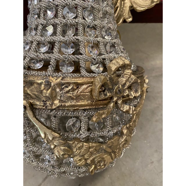 Mid-Century Modern Brass Detail Miniature Pendant Chandelier For Sale - Image 3 of 5