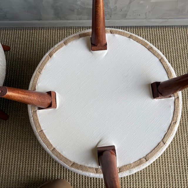 Pair of Off-white Ottomans Made From Vintage Turkish Rugs For Sale - Image 10 of 10