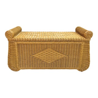 Woven Wicker Storage Bench For Sale
