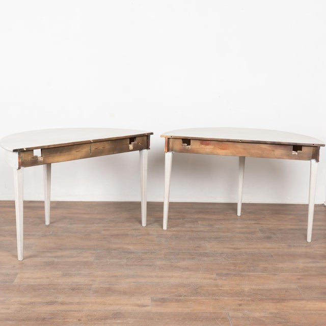 Late 19th Century Swedish White Large Demi Lune Side Tables Consoles For Sale - Image 12 of 12