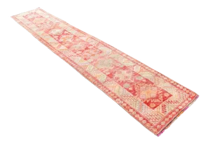 Oushak Runner Rug Turkish Hand Knotted Distressed Hallway - 2'6" X 13'3"