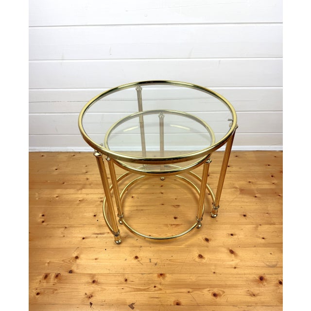 Vintage Nesting Tables in Brass and Glass, 1970s, Set of 2 For Sale - Image 12 of 14