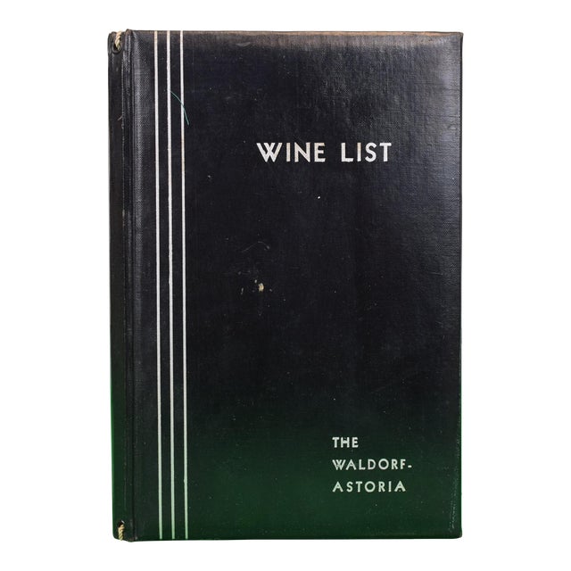 "Wine List: The Waldorf Astoria" Book 1938 For Sale