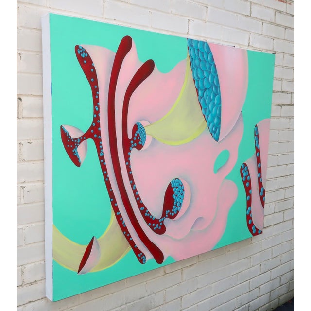 Wood Large Postmodern Abstract Acrylic Painting Attributed to Sondra McLinn For Sale - Image 7 of 10