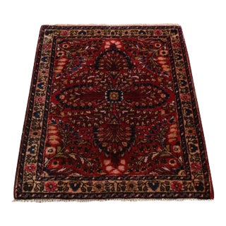 1920 2'x2'6" Jalapeno Red Mat Antique Persian Sarouk Hand Knotted Pure Wool Clean Rug For Sale