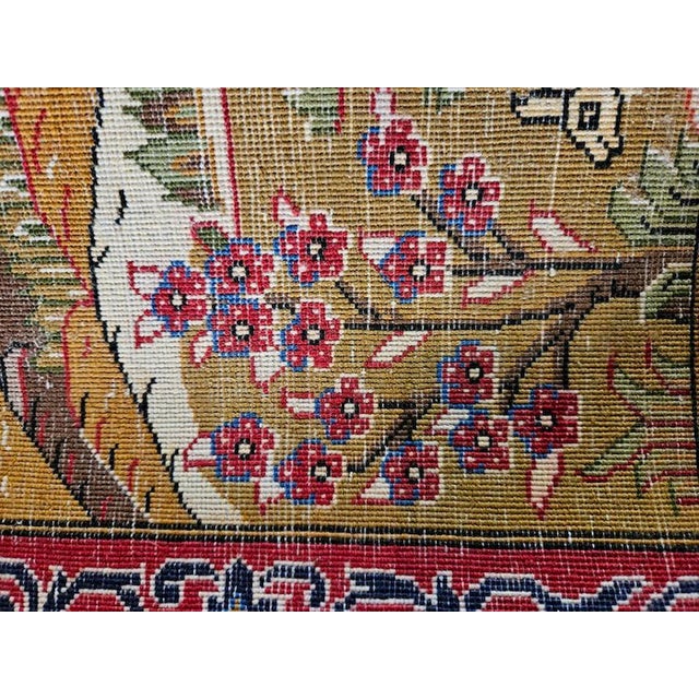 Textile Hand-Knotted Figurative Mountain Landscape with Gazelles Rug, 1980s For Sale - Image 7 of 10