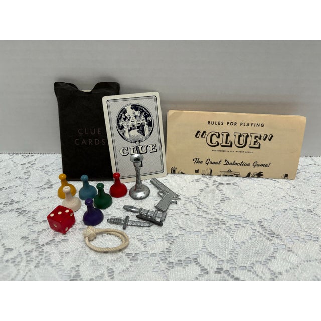 Vintage Midcentury Original Clue Game Board and Accessory Pieces For Sale - Image 12 of 12