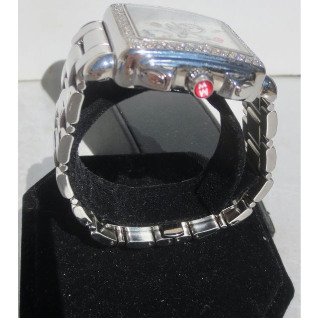 Modern Michele Deco Diamond Bezel Mother of Pearl Dial Watch For Sale - Image 3 of 7
