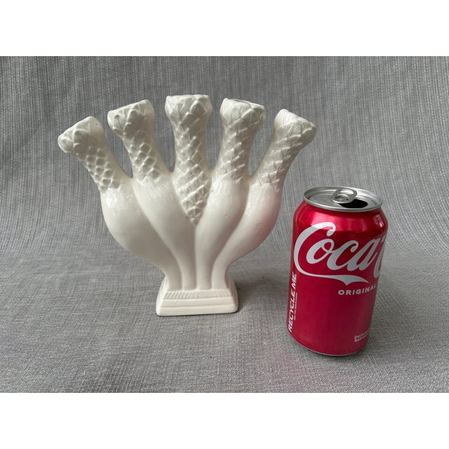 Vintage White Five Finger Vase For Sale - Image 13 of 16