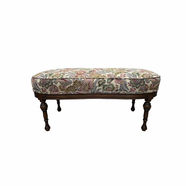 Antique Upholstered Long Bench, Ottoman, Coffee Table For Sale - Image 10 of 10