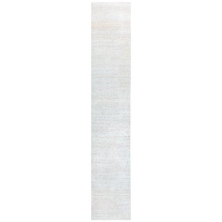 Contemporary Abstract Crackle Beige Silk Runner "Craquel" by Doris Leslie Blau For Sale