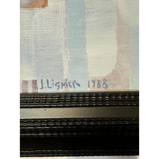 J. Lignier, Cubist Painting, Portrait, 1988, Oil on Panel For Sale - Image 3 of 6
