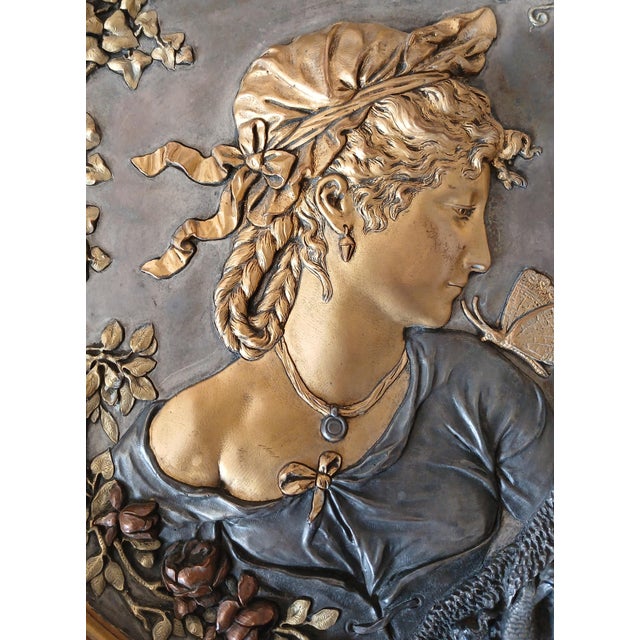 Metal Art Nouveau Portrait Dish For Sale - Image 7 of 17
