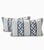A chic and timeless pair of lumbar pillows crafted in a classic Kravet bamboo lattice fabric in blue on an off-white...