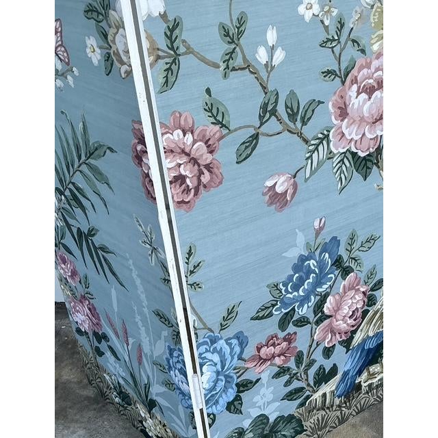 Cerulean Vintage Regency Wallpaper Panel Room Divider For Sale - Image 8 of 12