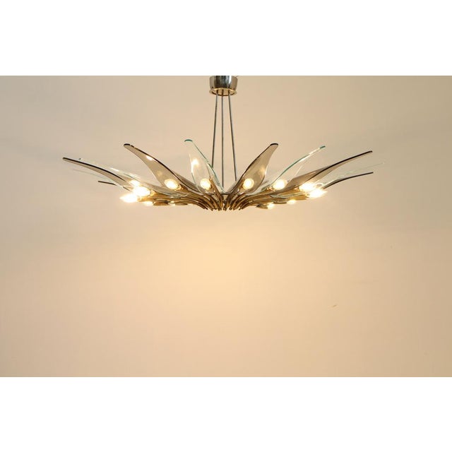 Model 1563 Dahlia Glass Chandelier by Max Ingrand for Fontana Arte, Italy, 1955 For Sale - Image 6 of 13