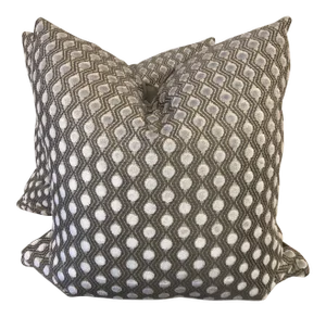 Duralee Df Monogram “Montebello Dot” in Taupe 22” Pillows-A Pair