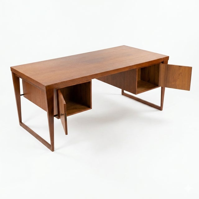 Brown Attributed to Kai Kristiansen Teak Desk Mid Century Modern Danish C. 1960s For Sale - Image 8 of 16