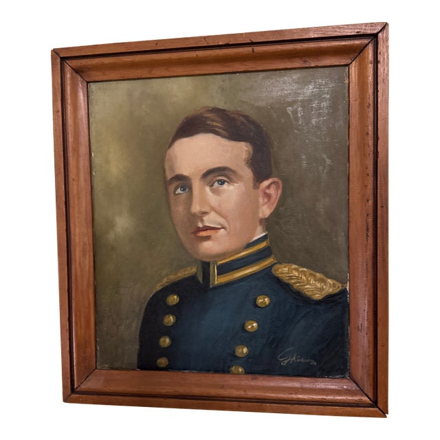 Oil on Canvas Portrait of a Man in Military Uniform For Sale