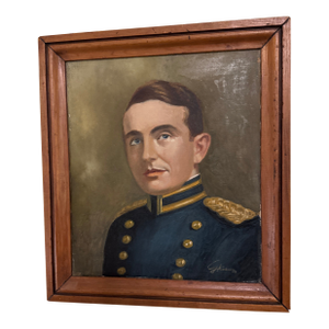 Oil on Canvas Portrait of a Man in Military Uniform