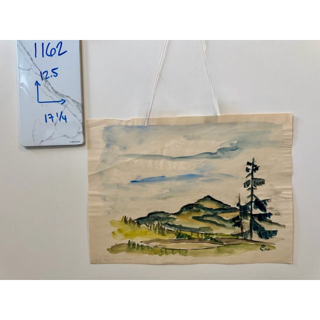 Paper Henry Emil Salloch Original Watercolor on Paper Mountainous Landscape Scene, 1936. For Sale - Image 7 of 7