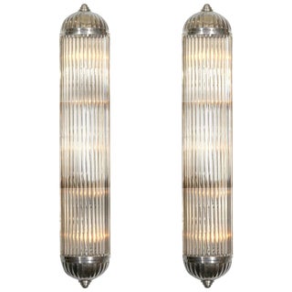 French Modernist Long Tubular Sconces by Petitot - a Pair For Sale