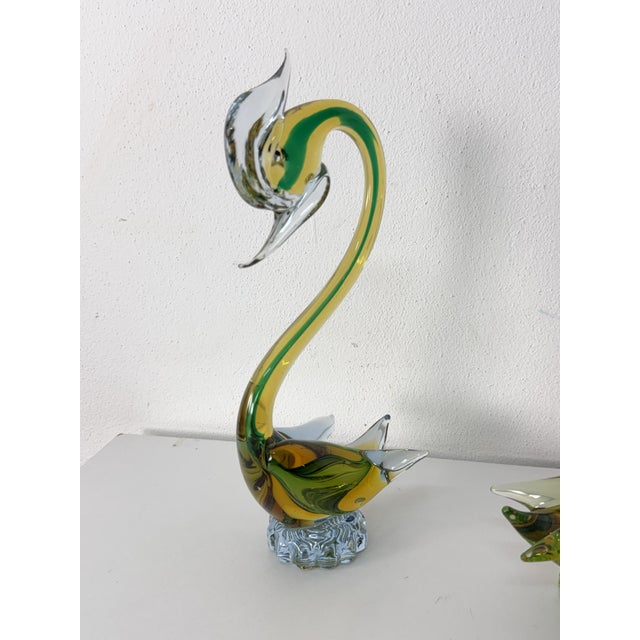 Glass Swans in Submerged Polychrome Murano Glass in the style of Cenedese, 1970, Set of 4 For Sale - Image 7 of 18