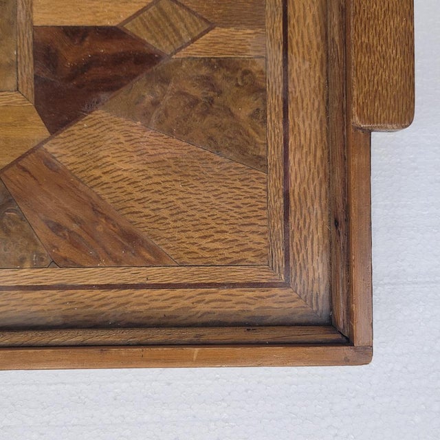 Art Deco Tray Marquetry and Glass, France, 1950s For Sale - Image 12 of 16