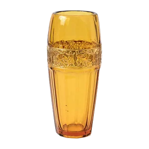 Vintage Golden Frieze Amber Glass Vase from Walther Glas