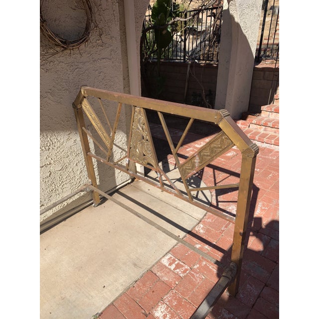 French Art Deco Brass Headboard & Footboard With Side Rails. For Sale - Image 9 of 10