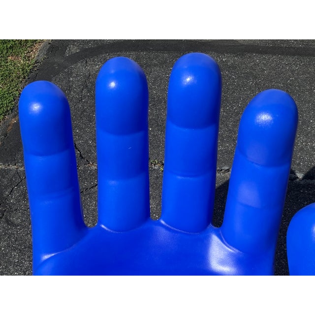 Blue Late 20th C. Moulded Blue Hand Chair on Pedestal For Sale - Image 8 of 13