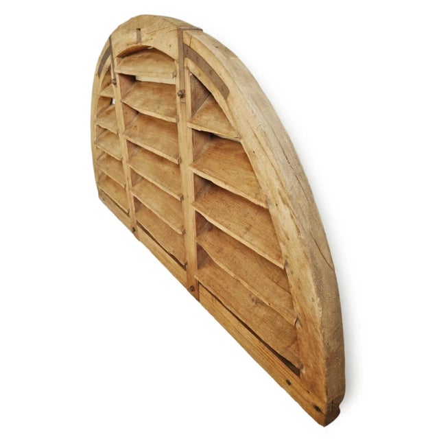 Farmhouse Vintage Large Teak Wood Arched Vent For Sale - Image 3 of 10