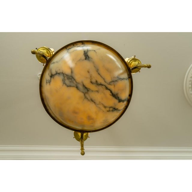 Early 20th Century French Empire Alabaster, Glass, and Bronze Six-Light Chandelier, 1890s For Sale - Image 4 of 18