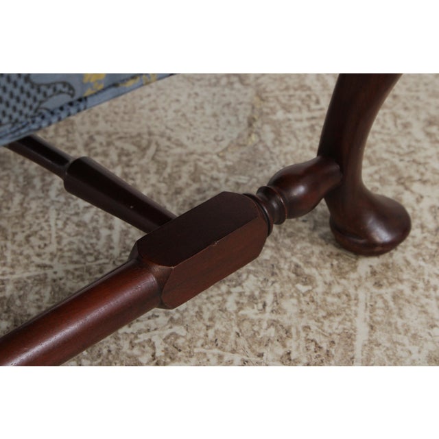 Pair Colonial Williamsburg Style Queen Anne Mahogany Wing Chairs For Sale - Image 16 of 18