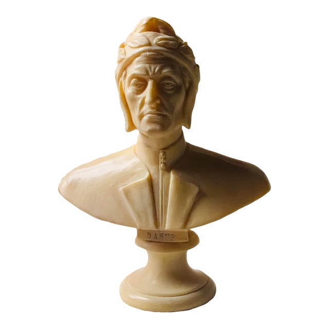 1950s Italian Dante Alighieri Bust Almond Alabaster Sculpture For Sale