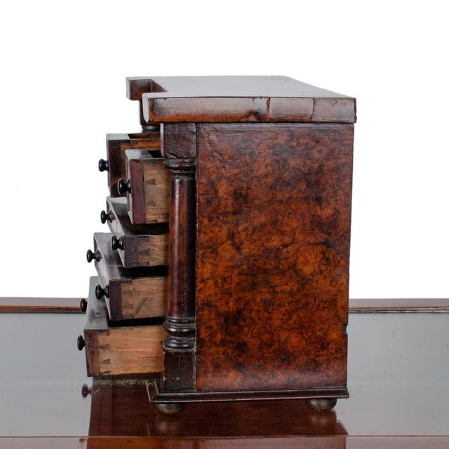 Wood Scottish Miniature Burl Wood Chest of Drawers For Sale - Image 7 of 11