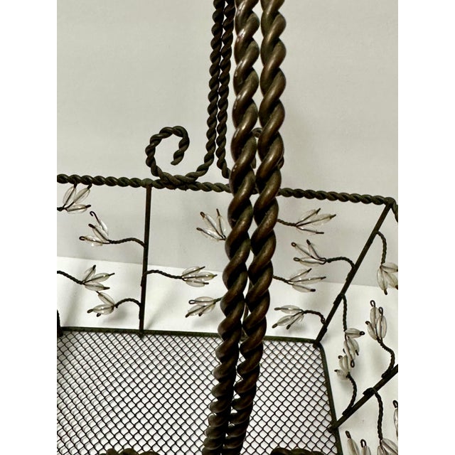 Vintage Late 20th Century Aged Iron and Acrylic Leaf Accent Basket With Handle For Sale - Image 12 of 12