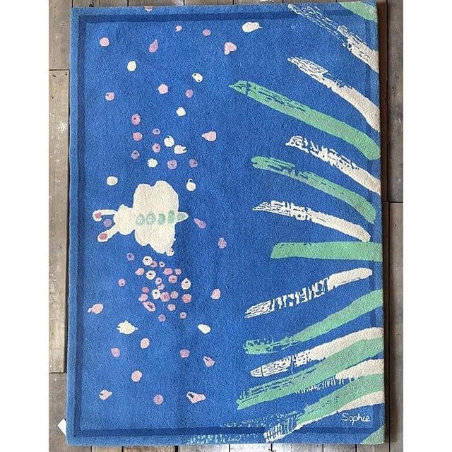 Textile Sophie Rug in Hand-Tufted Wool from Tisca, France, 1990s For Sale - Image 7 of 10