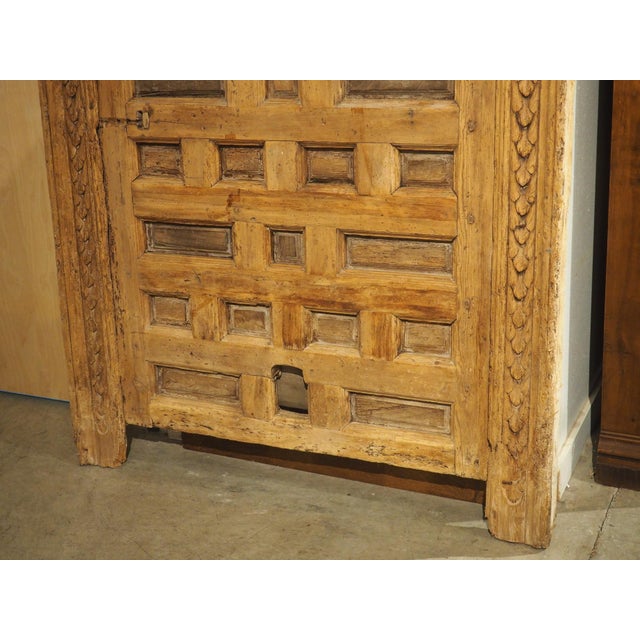 18th Century 18th Century Spanish Paneled Pine and Walnut Door With Frame For Sale - Image 5 of 18