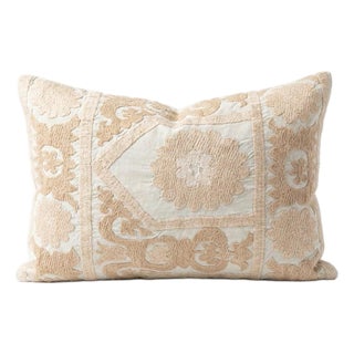 Hand Embroidered Suzani Lumbar Pillow Cover 16'' X 22'' For Sale