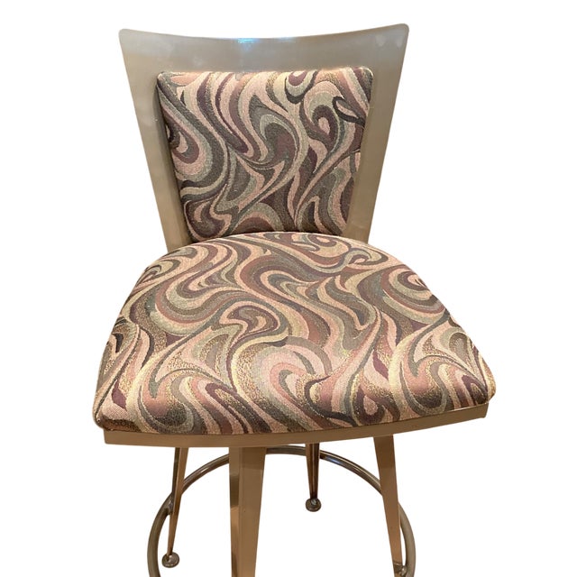 Johnston Casuals, Swivel Counter/Bar Stools in a bronze finish, with quality upholstered seat & back, in excellent,...