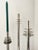 A striking set of vintage chrome-plated candlesticks inspired by elegant Art Deco design and 20th-century modernist...