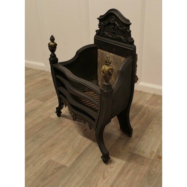 Hollywood Regency Large Regency Iron Fire Grate, 1890s For Sale - Image 3 of 6