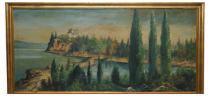 A. Apoeie, Rural Sea Scene, 1880, Large Oil Painting, Framed