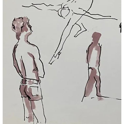 Figurative 1970s Ron Yrabedra Figural Watercolor For Sale - Image 3 of 3