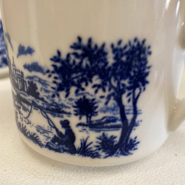 1970s 1970s Pastoral Chinoiserie Blue and White Cups - Set of 4 For Sale - Image 5 of 7